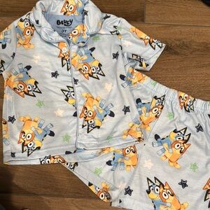 Blue and Orange Cartoon Animal Pajama Set